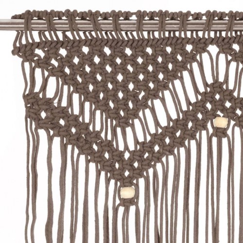 Macramégardin 140×240 cm - bomuld, gråbrun
