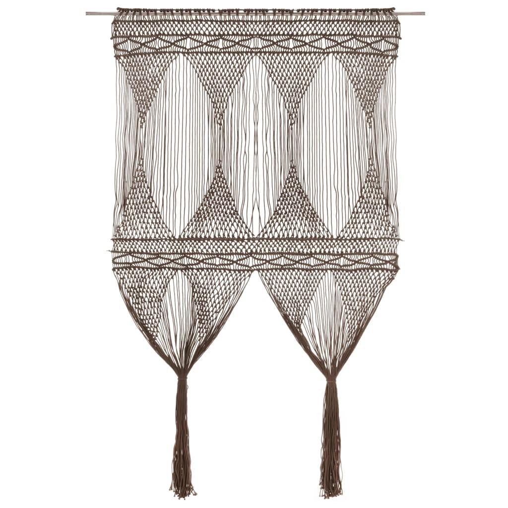 Macramégardin 140×240 cm - bomuld/polyester, gråbrun