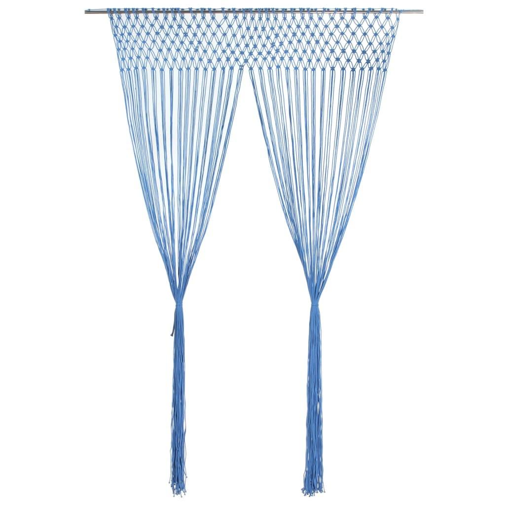 Macramégardin 140×240 cm - bomuld/polyester, blå