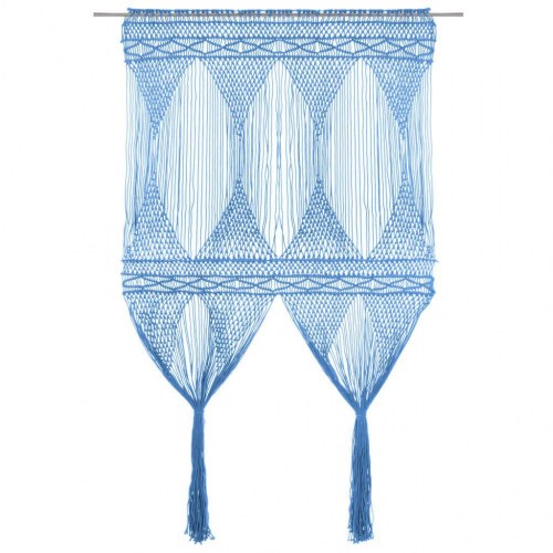 Macramégardin 140 × 240 cm - bomuld, blå