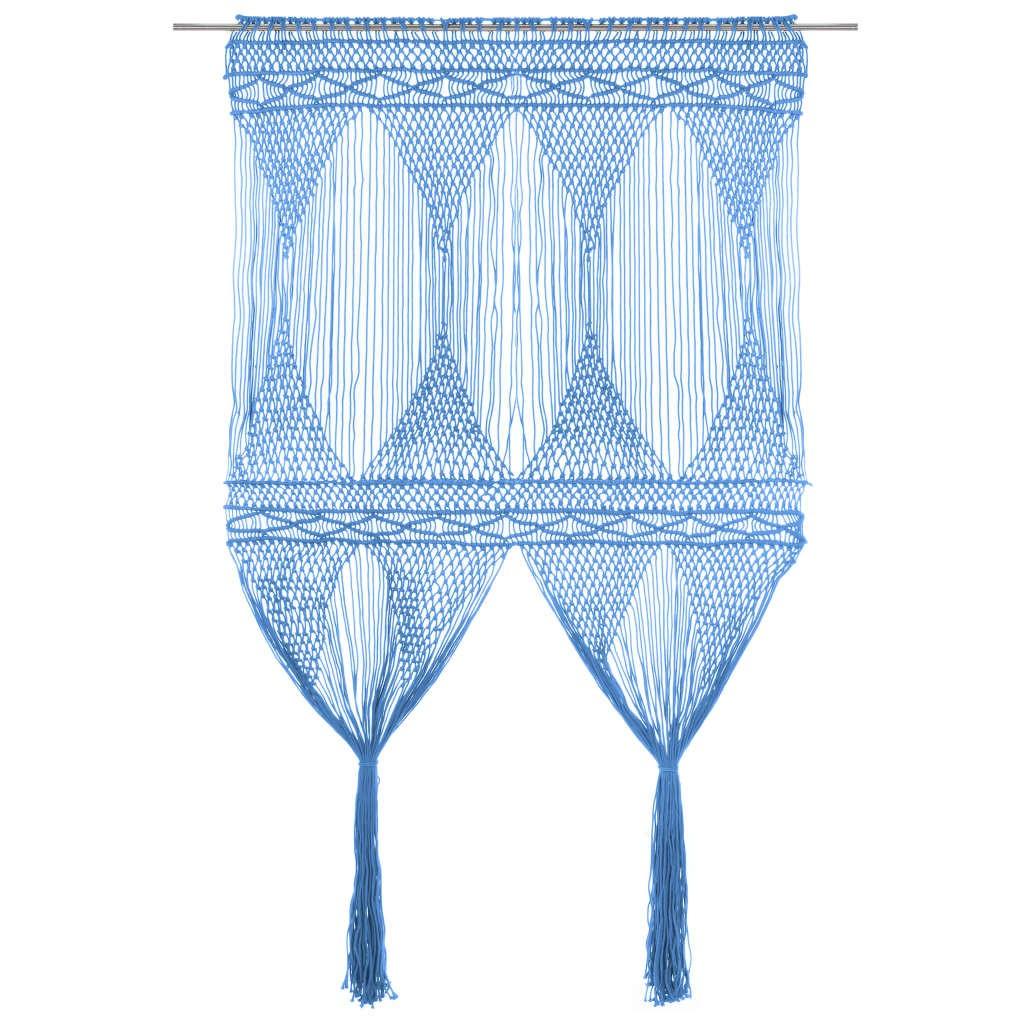 Macramégardin 140 × 240 cm - bomuld, blå