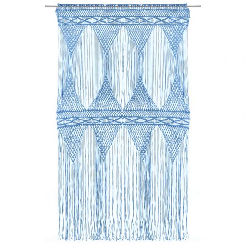 Macramégardin 140 × 240 cm - bomuld, blå