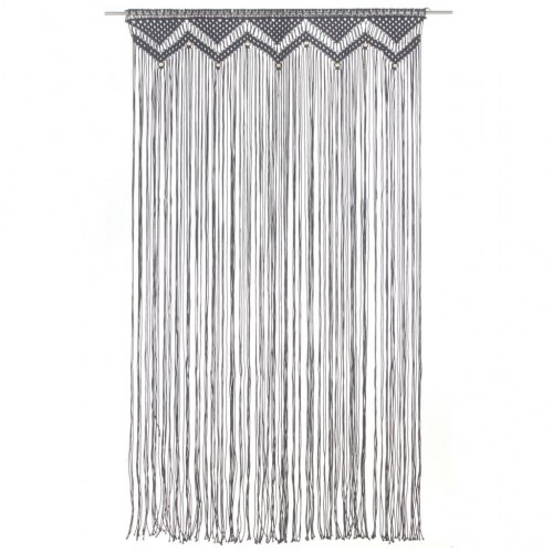 Macramégardin 140×240 cm - bomuld, antracitgrå