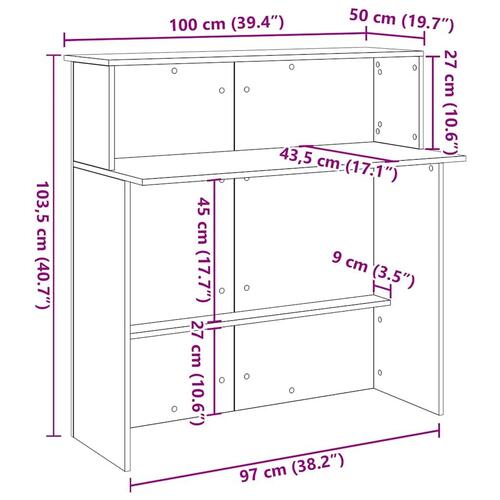 Receptionsskranke 100x50x103,5 cm konstrueret træ beton grå