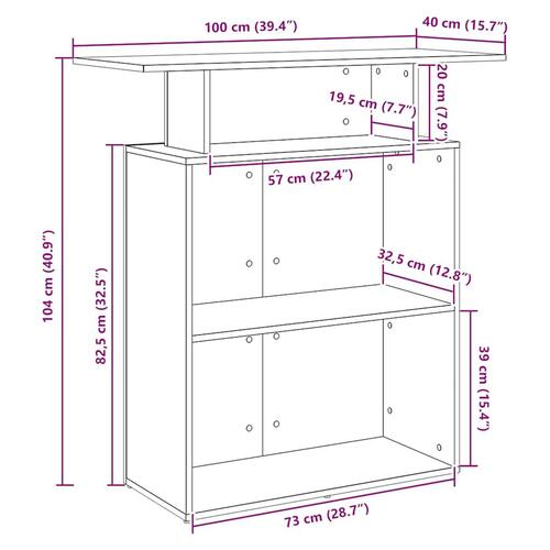 Receptionsskranke 100x40x104 cm brun egetræsfarve