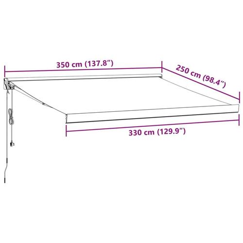 Markise 350x250 cm automatisk betjening brun