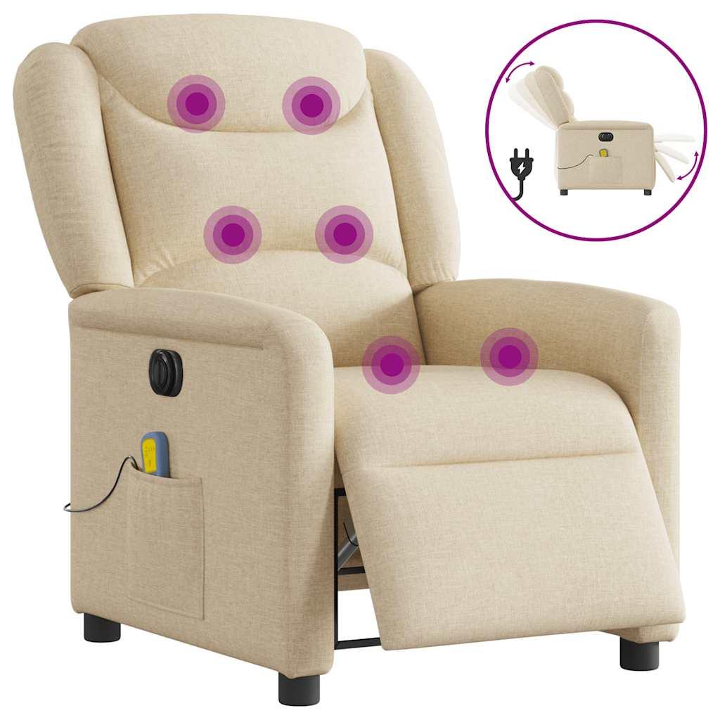 Eldrevet massagestol stof cremefarvet