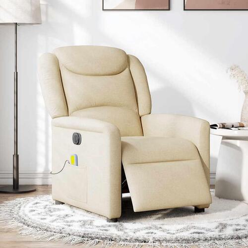 Eldrevet massagestol stof cremefarvet