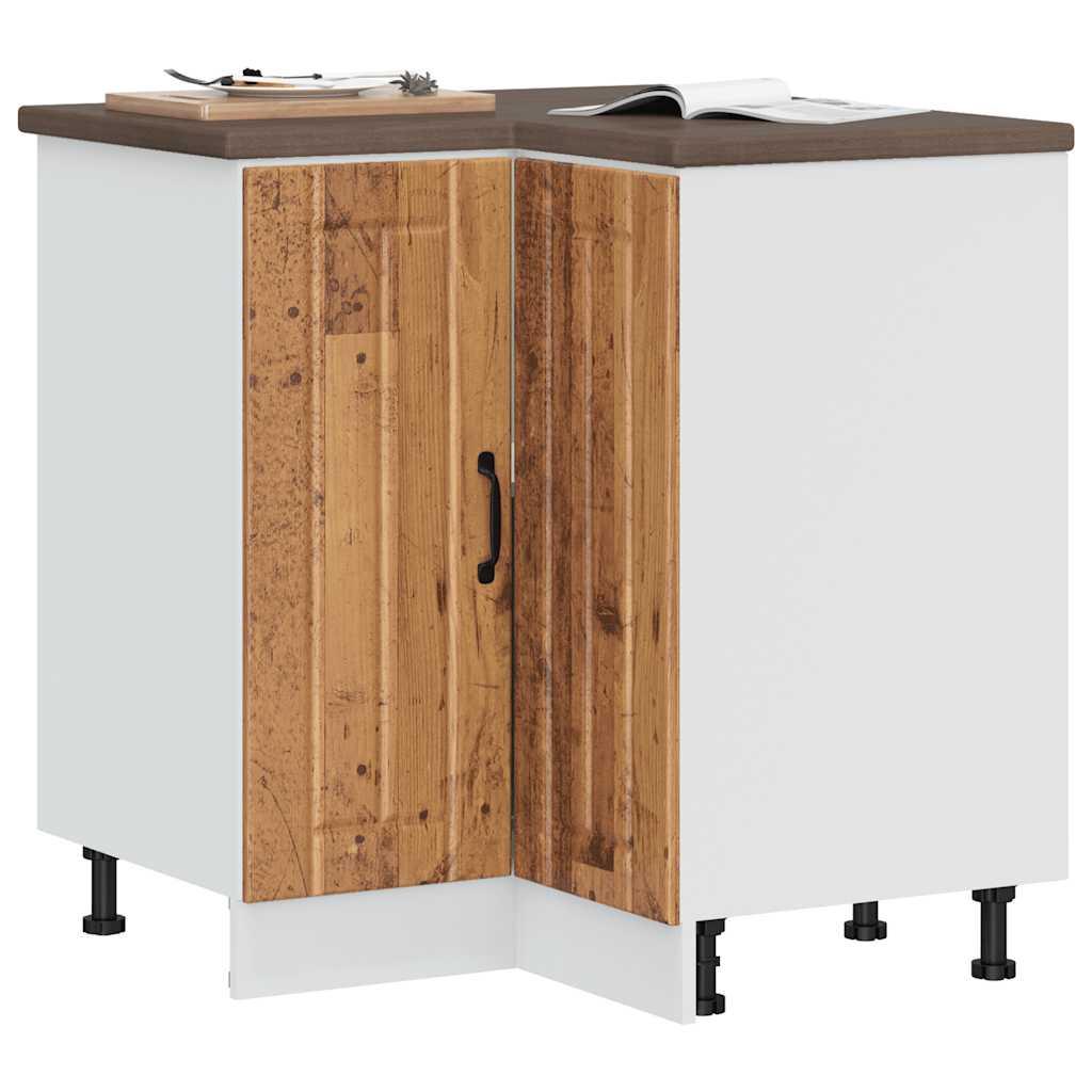 Køkkenhjørneskab Lucca konstrueret træ antikt træ