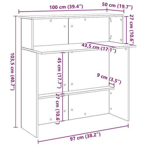 Receptionsskranke 100x50x103,5 cm konstrueret træ hvid