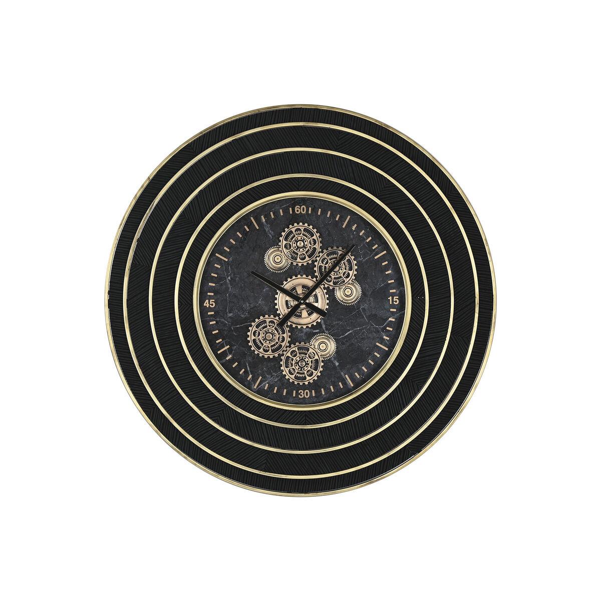 Vægur - sort/gylden metal med krystal, 108 × 108 cm