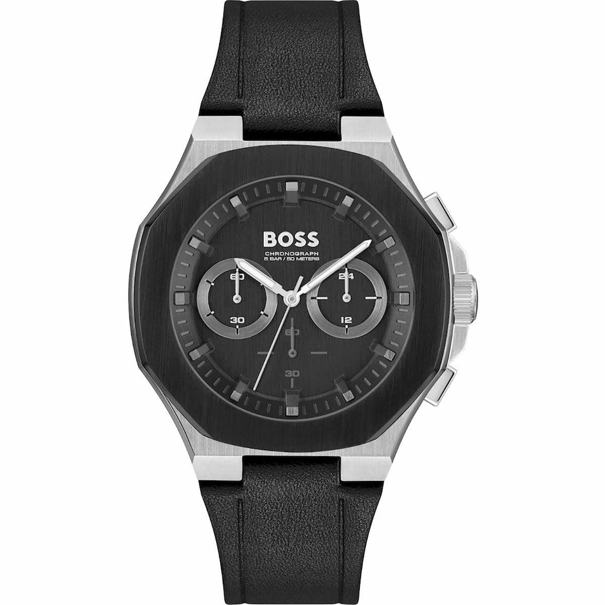 Hugo Boss unisex armbåndsur 1514085 - sort læder, Ø 45 mm