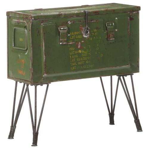 Opbevaringskuffert 68x24x66 cm militærstil jern