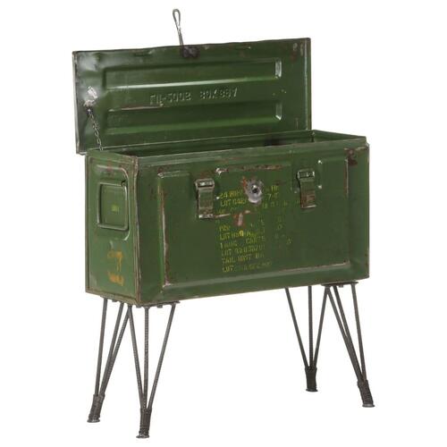 Opbevaringskuffert 68x24x66 cm militærstil jern