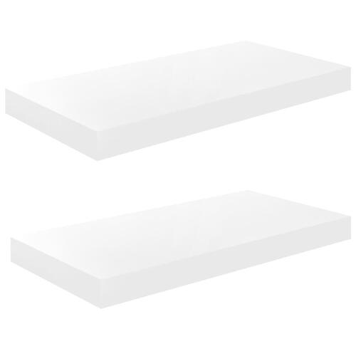 Væghylder 2 stk. 50x23x3,8 cm MDF hvid højglans
