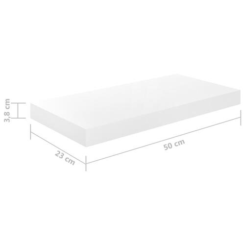 Væghylder 2 stk. 50x23x3,8 cm MDF hvid højglans