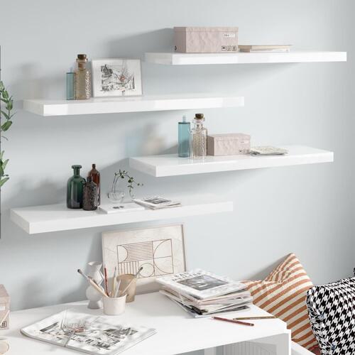 Væghylder 4 stk. 80x23,5x3,8 cm MDF hvid højglans