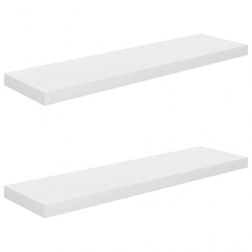 Væghylder 2 stk. 90×23,5×3,8 cm - MDF hvid højglans