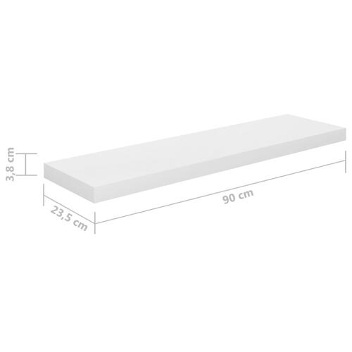 Væghylder 4 stk. 90x23,5x3,8 cm MDF hvid højglans