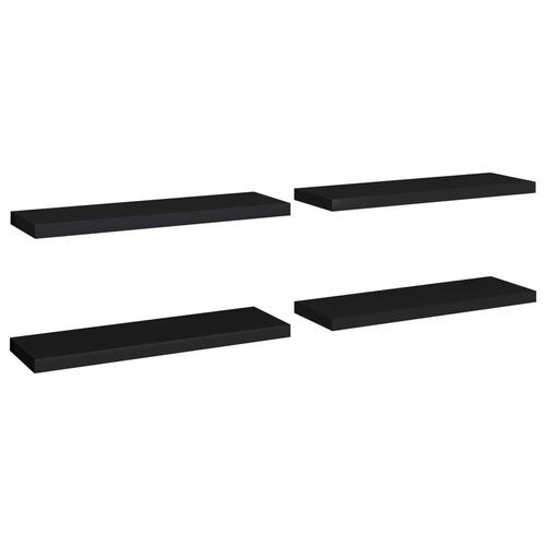 Væghylder 4 stk. 80x23,5x3,8 cm MDF sort