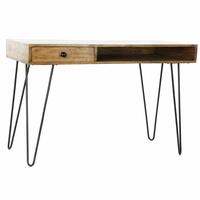 Skrivebord DKD Home Decor 115 x 55 x 76 cm Natur Sort Metal