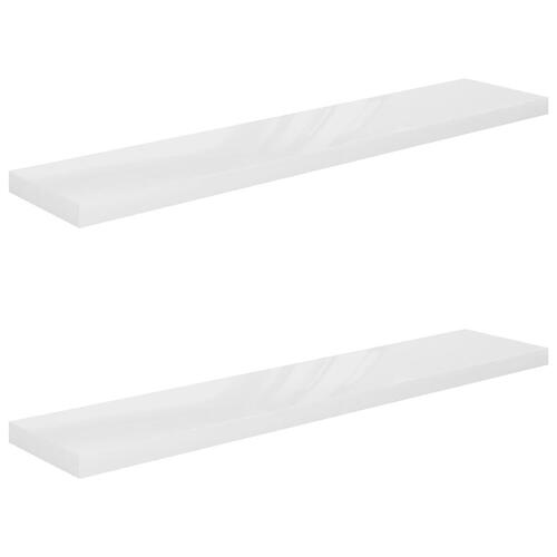 Væghylder 2 stk. 120x23,5x3,8 cm MDF hvid højglans