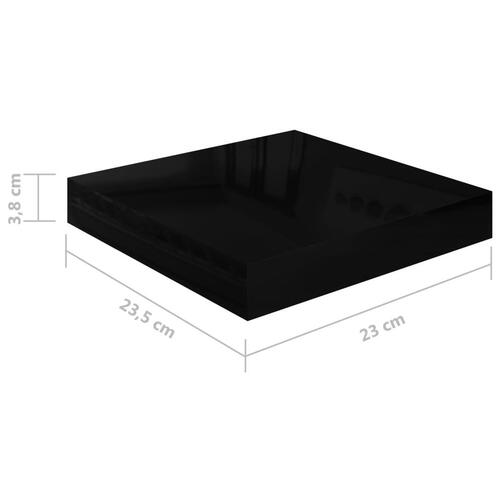 Væghylder 2 stk. 23x23,5x3,8 cm MDF sort højglans
