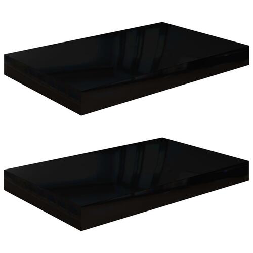 Væghylder 2 stk. 40x23x3,8 cm MDF sort højglans