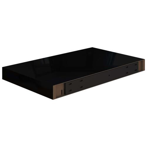 Væghylder 2 stk. 40x23x3,8 cm MDF sort højglans