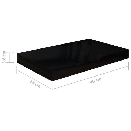 Væghylder 2 stk. 40x23x3,8 cm MDF sort højglans