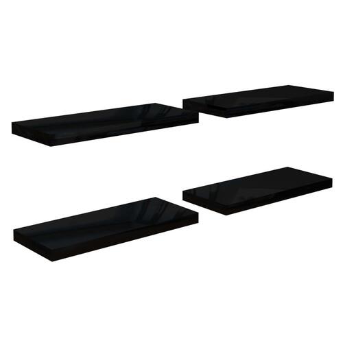 Væghylder 4 stk. 60x23,5x3,8 cm MDF sort højglans