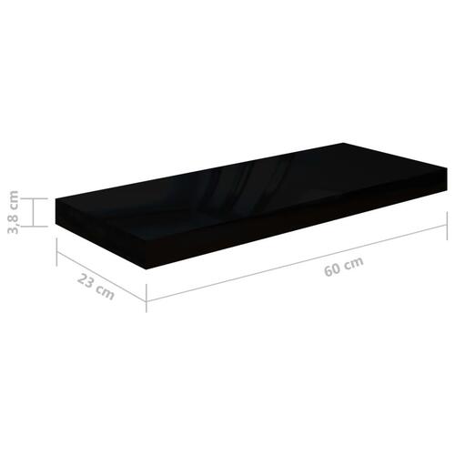 Væghylder 4 stk. 60x23,5x3,8 cm MDF sort højglans
