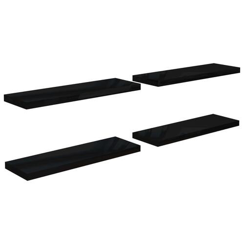 Væghylder 4 stk. 80x23,5x3,8 cm MDF sort højglans