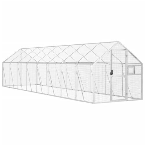 Voliere 1,79x8x1,85 m aluminium sølvfarvet