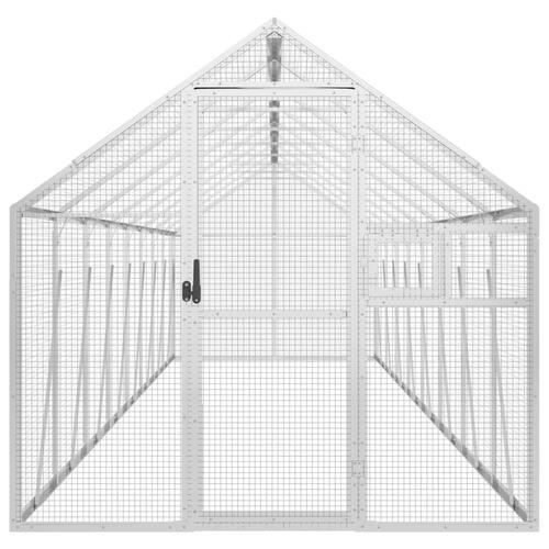 Voliere 1,79x8x1,85 m aluminium sølvfarvet
