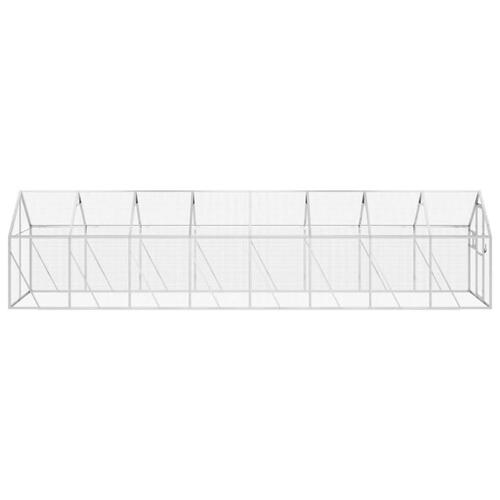 Voliere 1,79x8x1,85 m aluminium sølvfarvet