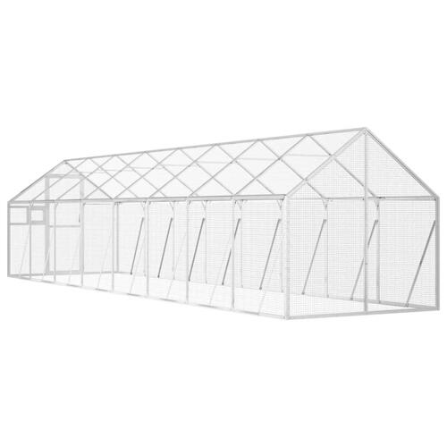 Voliere 1,79x8x1,85 m aluminium sølvfarvet