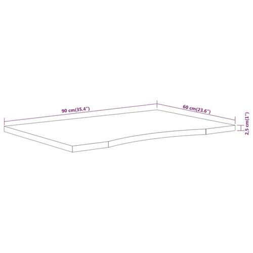 Skrivebordsplade 90x60x2,5 cm rektangulær massivt akacietræ