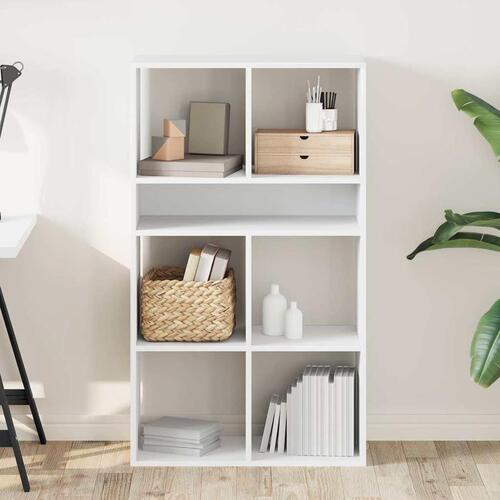 Bogreol 66x31x112 cm konstrueret træ hvid