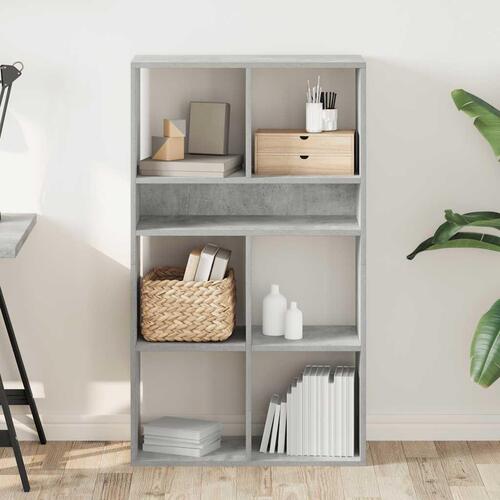 Bogreol 66x31x112 cm konstrueret træ betongrå