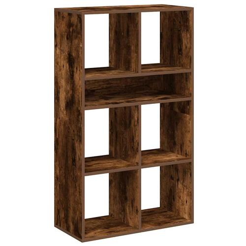 Bogreol 66x31x112 cm konstrueret træ røget egetræ