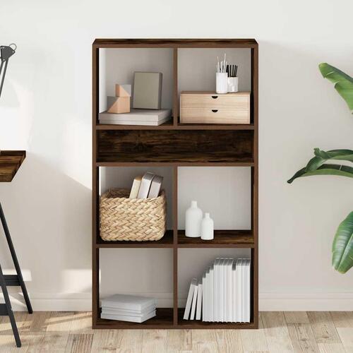 Bogreol 66x31x112 cm konstrueret træ røget egetræ