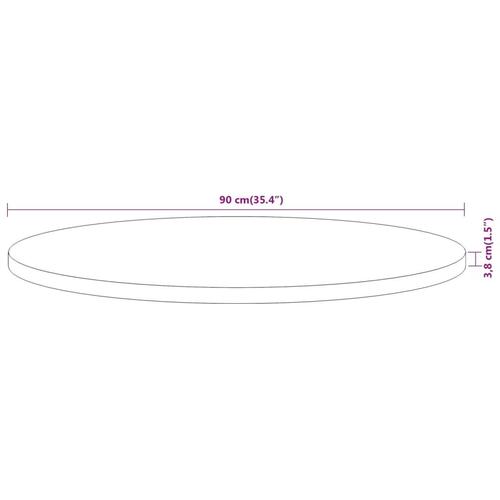 Bordplade Ø90x3,8 cm rund massivt akacietræ