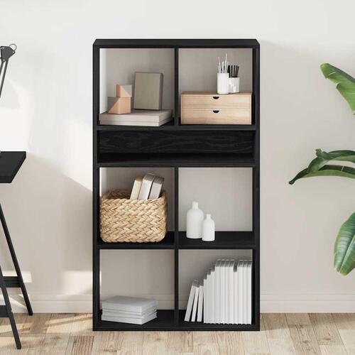 Bogreol 66x31x112 cm konstrueret træ sort