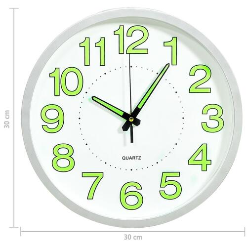 Lysende vægur 30 cm hvid