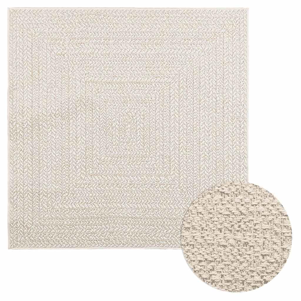 Gulvtæppe ZIZUR 120x120 cm jute-look indendørs og udendørs