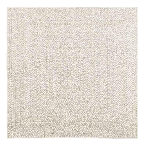Gulvtæppe ZIZUR 120x120 cm jute-look indendørs og udendørs
