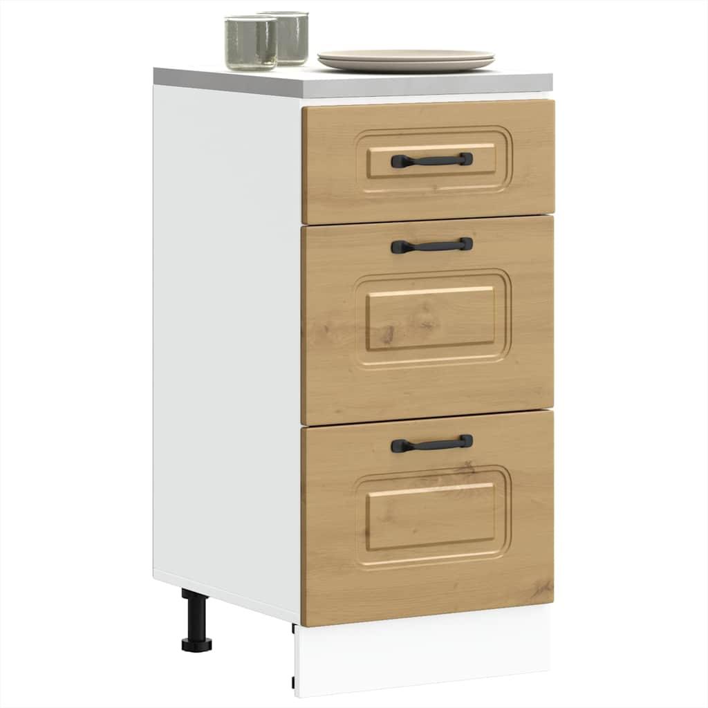 Køkkenunderskab Kalmar konstrueret træ egetræsfarvet