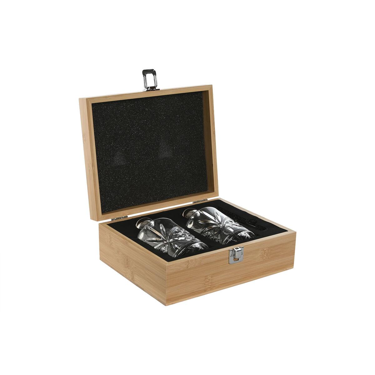 Whisky Sæt - Natur bambus æske med krystalglas