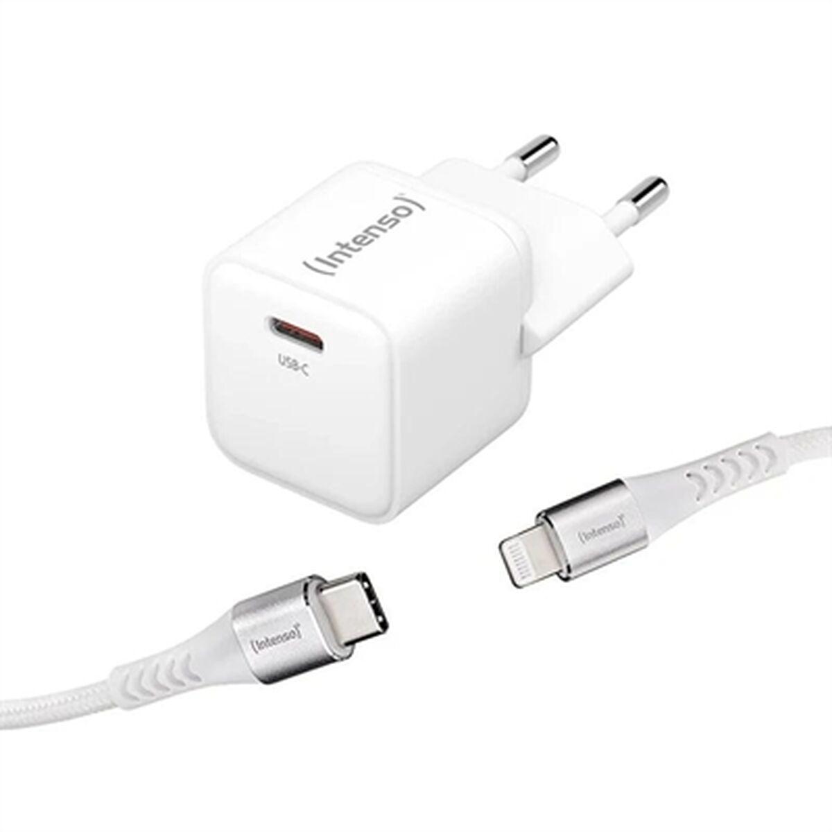 Vægoplader INTENSO 30 W USB‑C med Lightning-kabel - Hvid billede